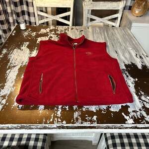 Vintage 90s Hard Rock Cafe Montreal Red Fleece Full-Zip Vest Men's Size Large